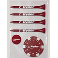Value Pack w/ Four 2 3/4" Tiger Golf Tees, 1 3/4" Ball Marker, 1 Poker Chip & Divot Tool